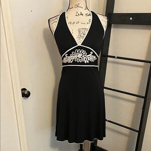 Y2K Charlotte Russe Black White V-Neck Halter Dress 00’s Party Event